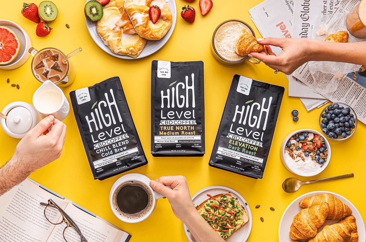 Professional drinking CBD coffee for sustained daily energy