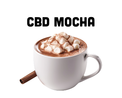 CBD mocha made with High Level CBD Coffee and CBD Drinking Chocolate over steamed milk